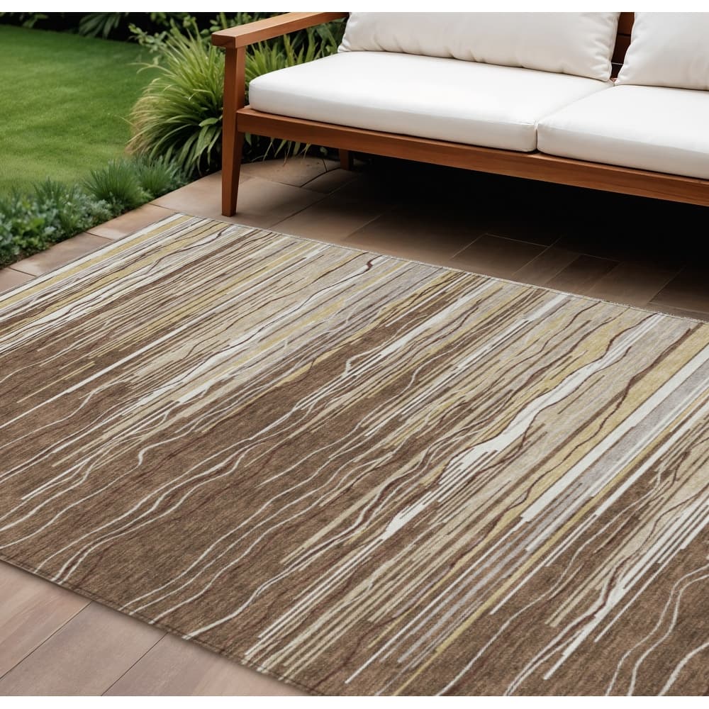 HomeRoots Striped Transitional Rectangle Outdoor Rug