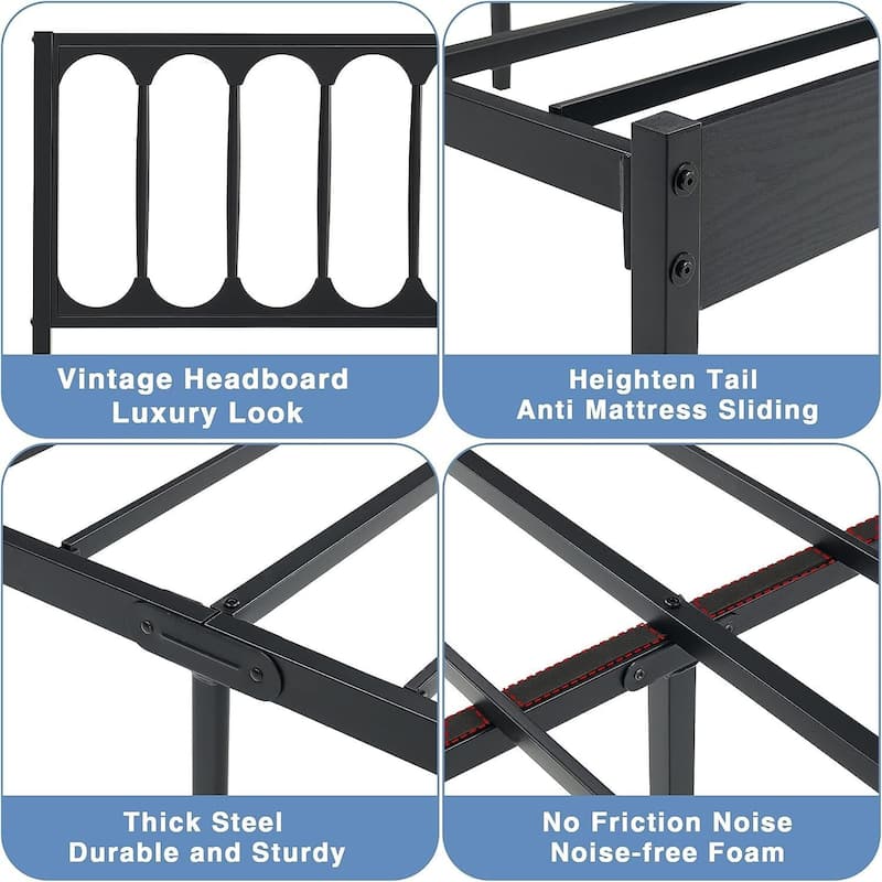 Metal Queen Size Modern Bed Frame Platform Mattress Foundation