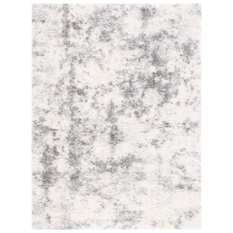 SAFAVIEH Lindsay Shag Vicki Modern Abstract 2-inch Thick Rug - 8' x 10' - Ivory/Grey