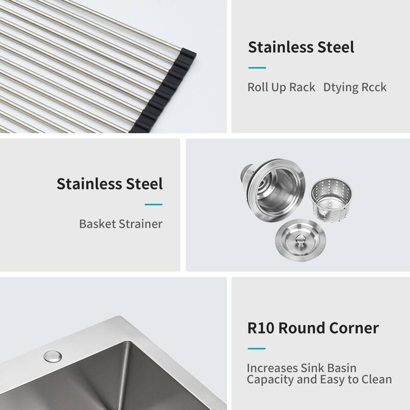 Drop-In 16 Gauge Single Bowl Stainless Steel Kitchen Sink in Brushed Nickel