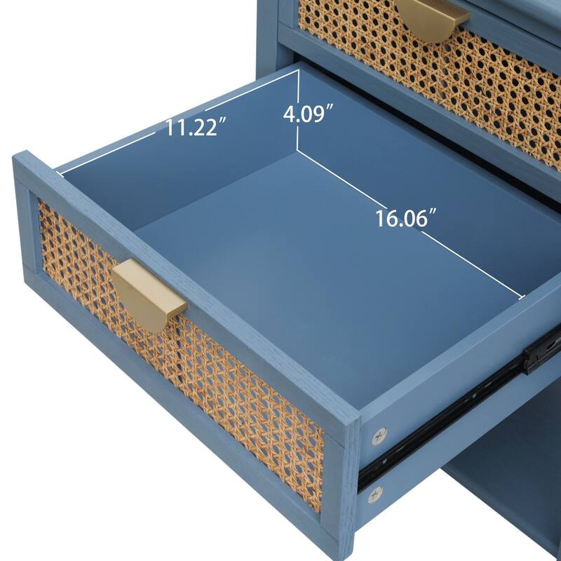 Modern Natural Rattan Nightstands With 2/3 Drawers