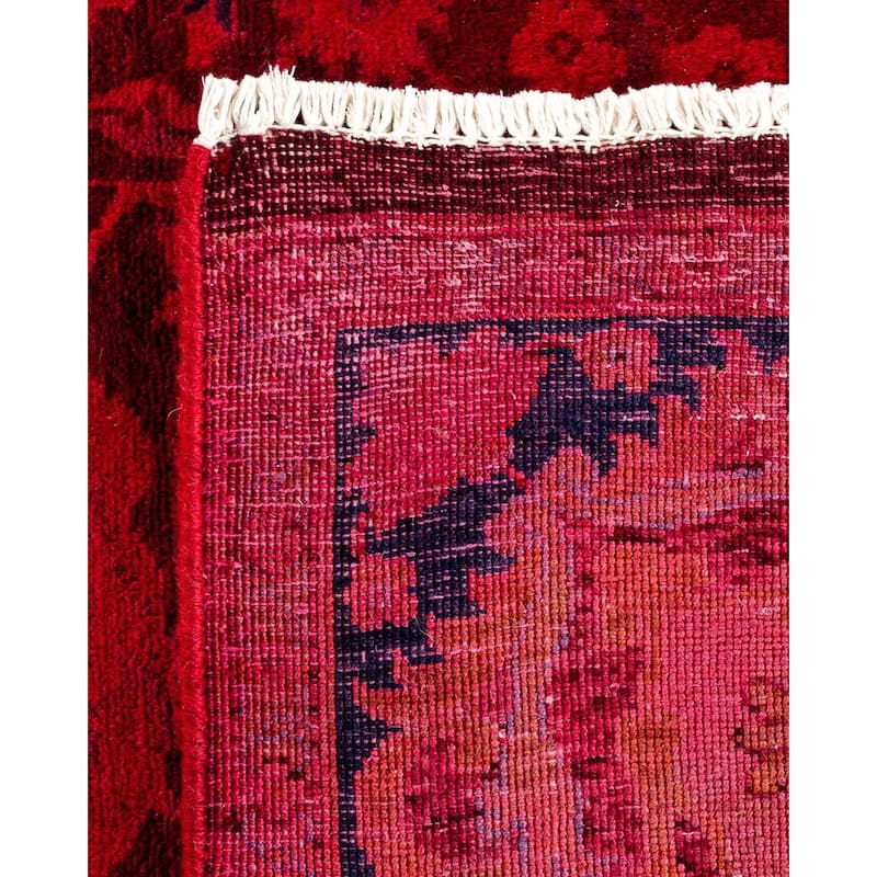Overton Hand Knotted Wool Vintage Inspired Modern Contemporary Overdyed Pink Area Rug - 6' 1" x 9' 2"