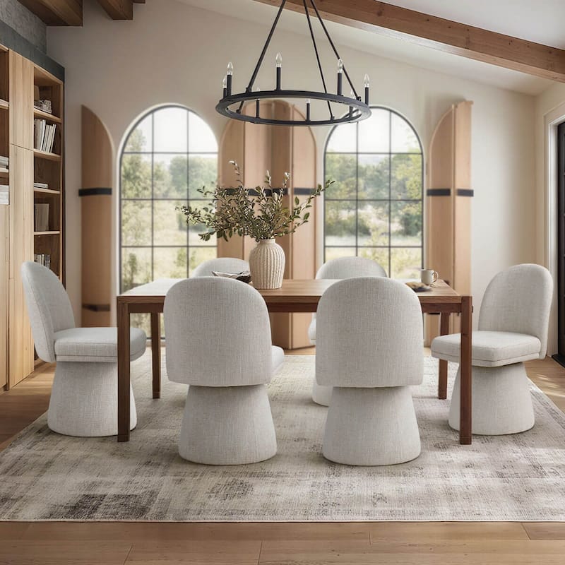 Upholstered Swivel Dining Chair(Set of 6)