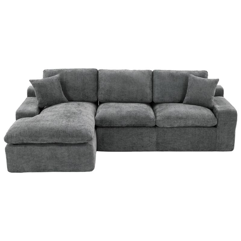 107.9" Upholstered Cloud Free-Combined Sectional Sofa with Double-Layer Cushion and Side Pockets