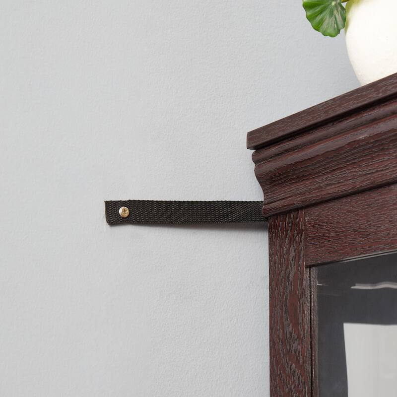 Lighted Glass Curio Display Cabinet,Glass Storage Cabinet Wood Frame Toy Display, Pantry light bulb included