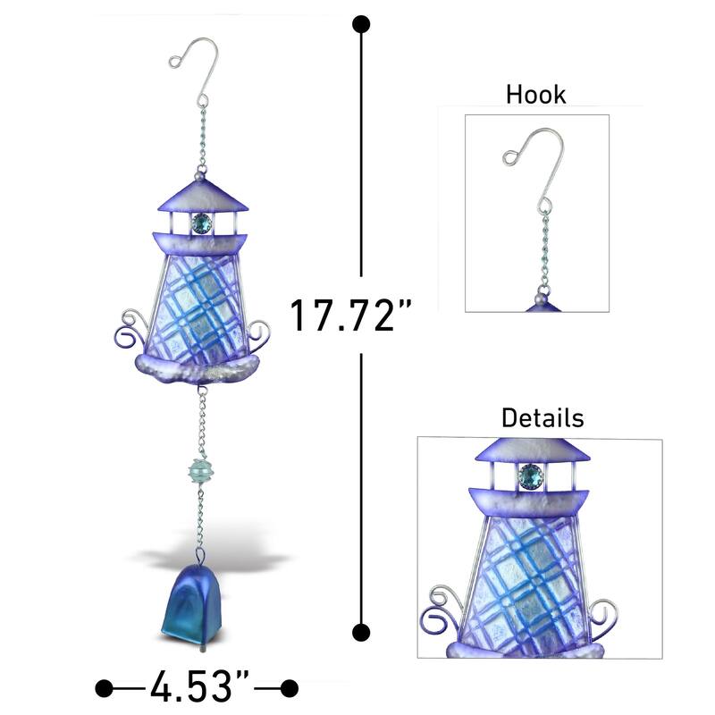 CoTa Global Purple Lighthouse Hanging Sea Glass Wind Chime, 17.72 Inch