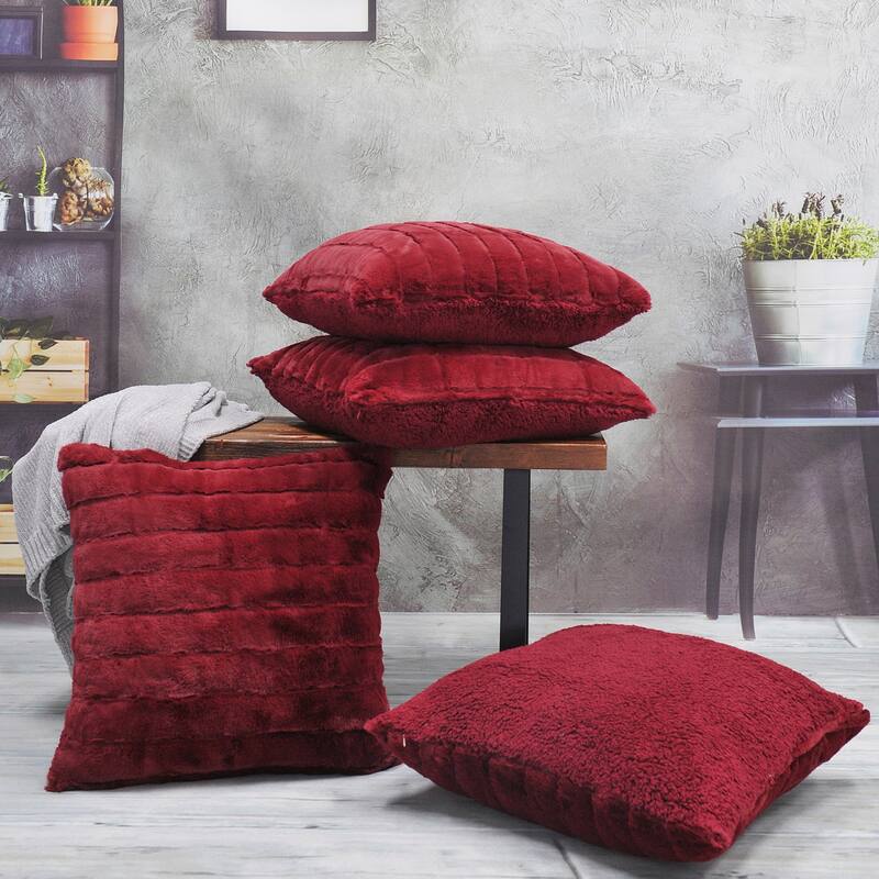 Serenta SuperMink Solid Color Throw Pillow Shell Cushion Cover Set - 20" x 20" - Jester Red - Set of 3 or More
