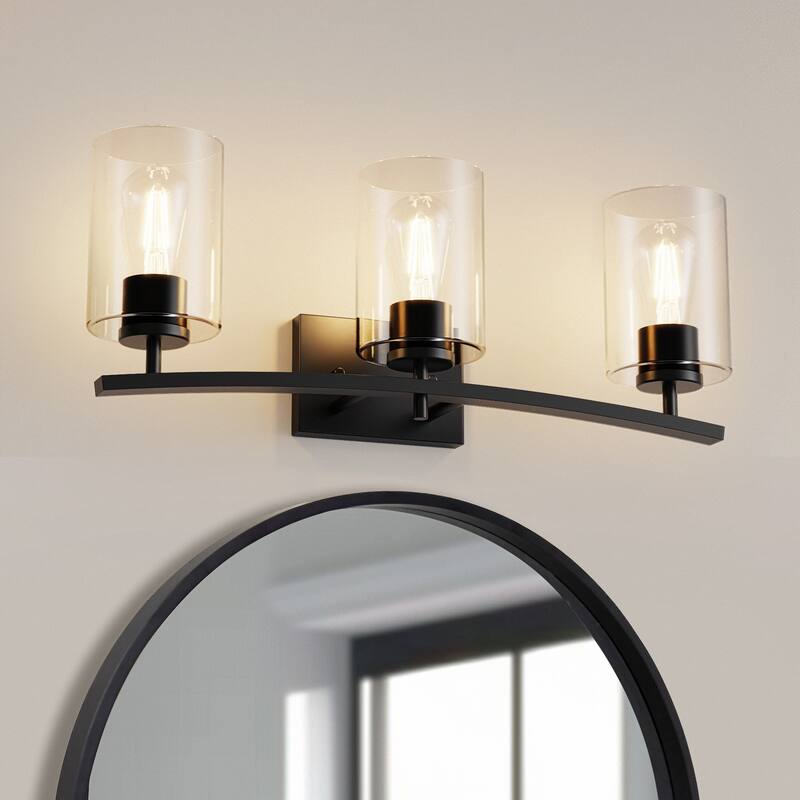 YANSUN Black Metal Light Rod Accessories for 3-Light Mirror or Wall Light Fixture,Square Wall Box No Shades or Bulbs Included