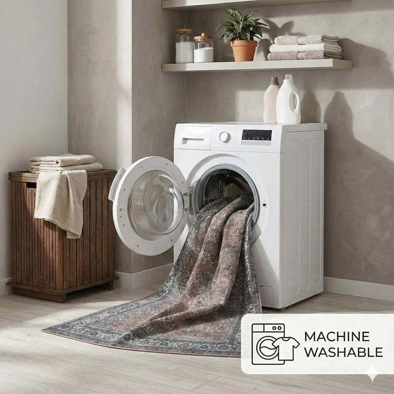 Alaska Machine-Washable Vintage Medallion Runner Area Rug