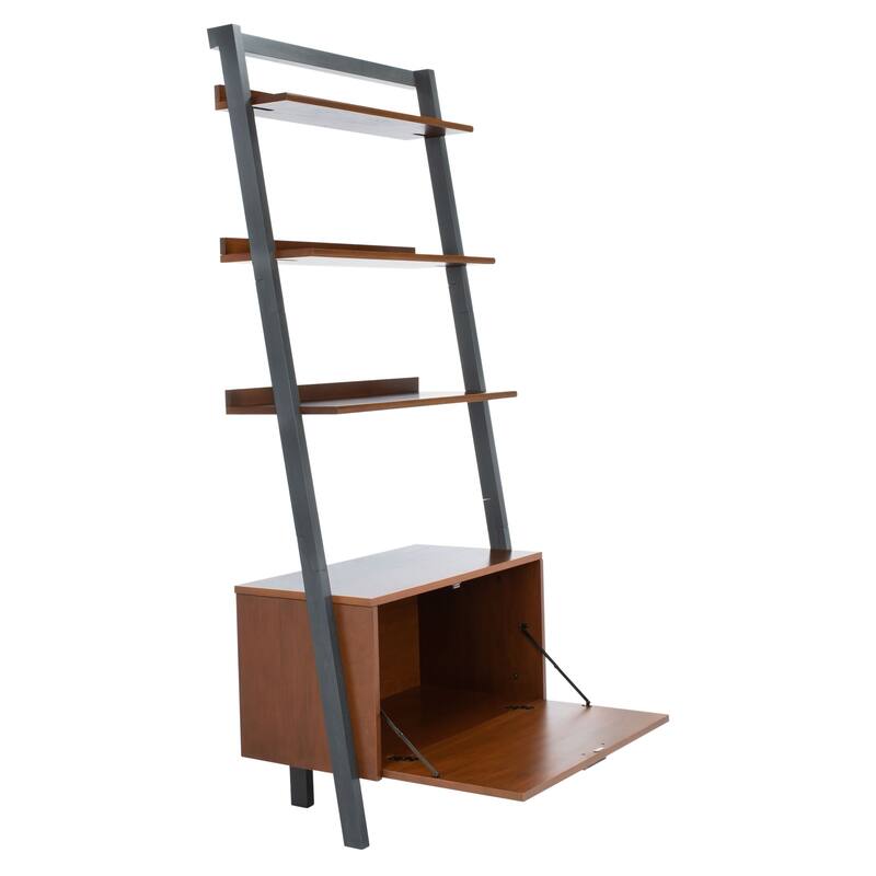 SAFAVIEH Fadime Natural/Charcoal 3-Shelf 1 Door Etagere - 32" W x 15.4" L x 72" H - 32Wx15Dx72H