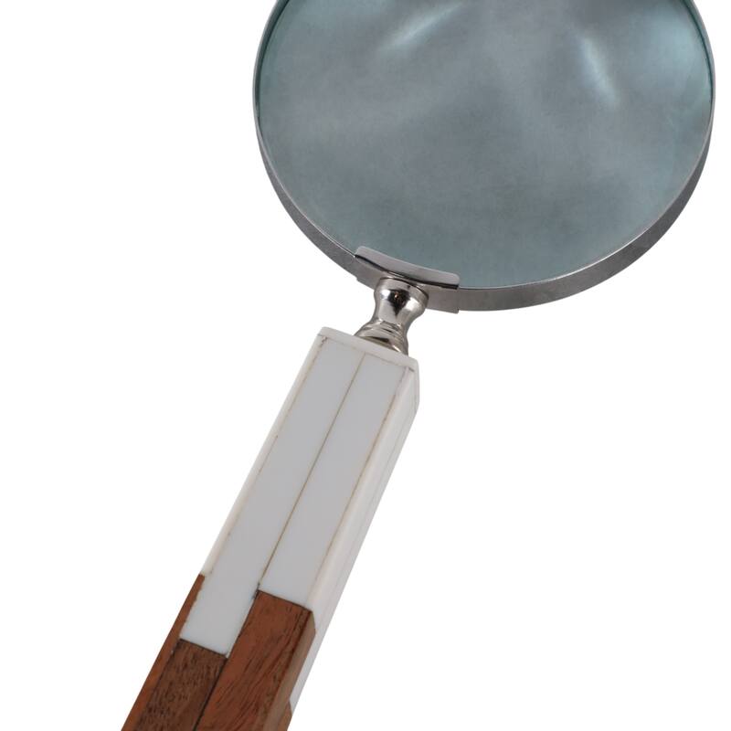 Resin Glass Decorative Object Magnifying Accent Home Decor - 10" White - 4" x 1" x 10"
