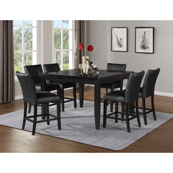 Porch & Den Merkem Square Black Marble Top 7-Piece Counter Height Dining Set. Opens flyout.