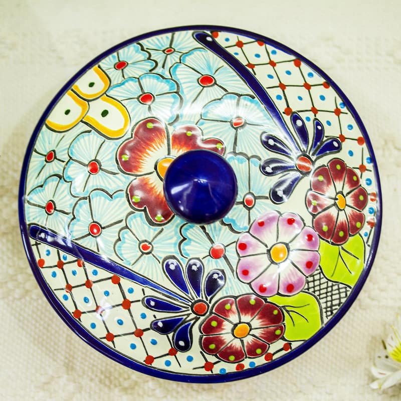 Novica Handmade Colors Of Mexico Ceramic Tortilla Server