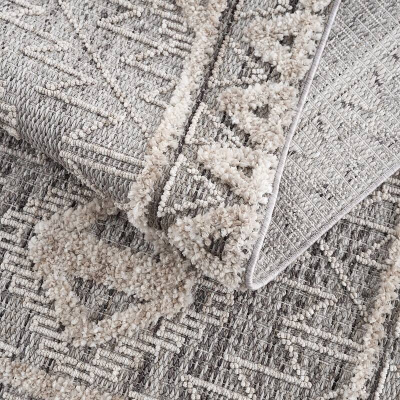 Hauteloom Agoo Hallway, Kitchen Runner Rug - Charcoal, Cream, Peach - 2'7" x 7'3"