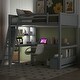 preview thumbnail 1 of 33, Full Pine Loft Bed with Desk & Smart Charging Gray