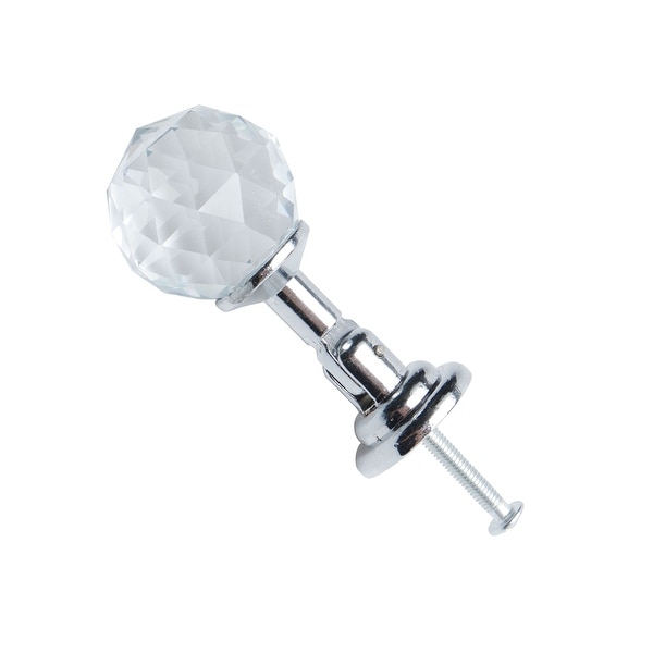 30mm Crystal Glass Knobs Aluminum Alloy Base Round Shaped Knob Drawer Flexible Pull Handle Furniture Cupboard Dresser (Clear)