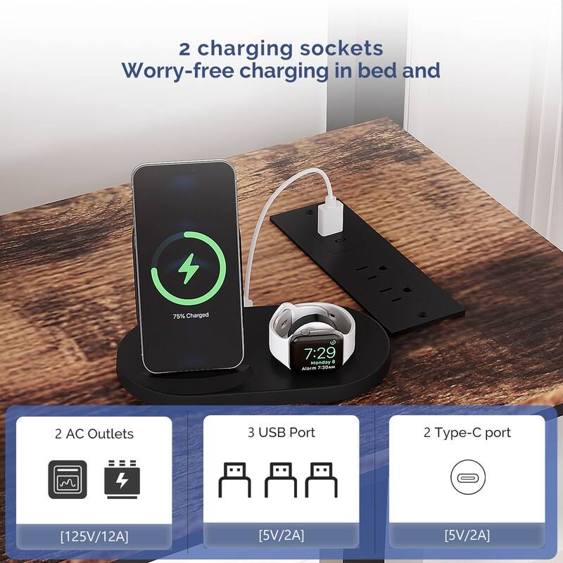 Metal Loft bed with 1 Desk,7 drawers,LED Light,Charging Sockets and Ladder