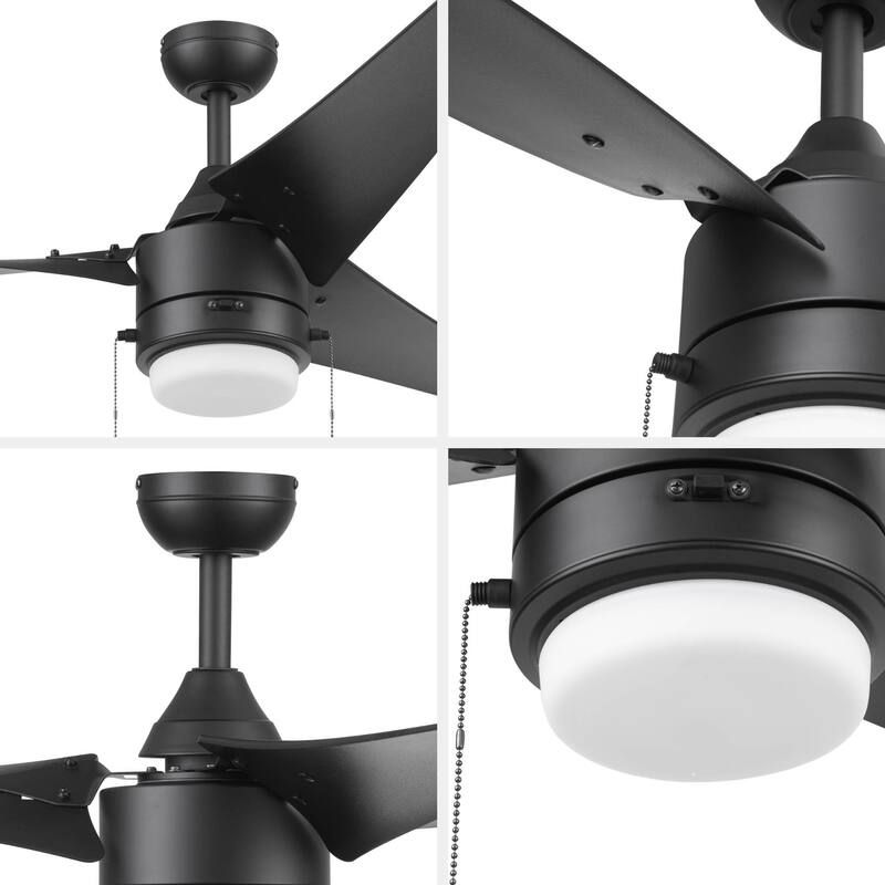 56" Prominence Home Teo Wet Rated Outdoor LED Ceiling Fan with Light, Pull Chain, Dual Mounting, Weather Resistant Blades