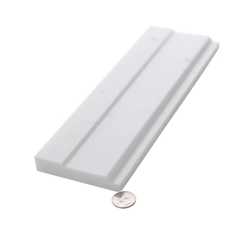 Apollo tile 4 x 12 Grandis Polished Snow White Thassos Marble Tile (3.33 sq ft/case) - 10 Pack