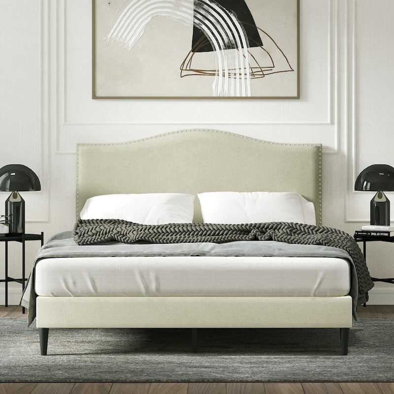 Kameli Upholstered Bed - Queen - Beige