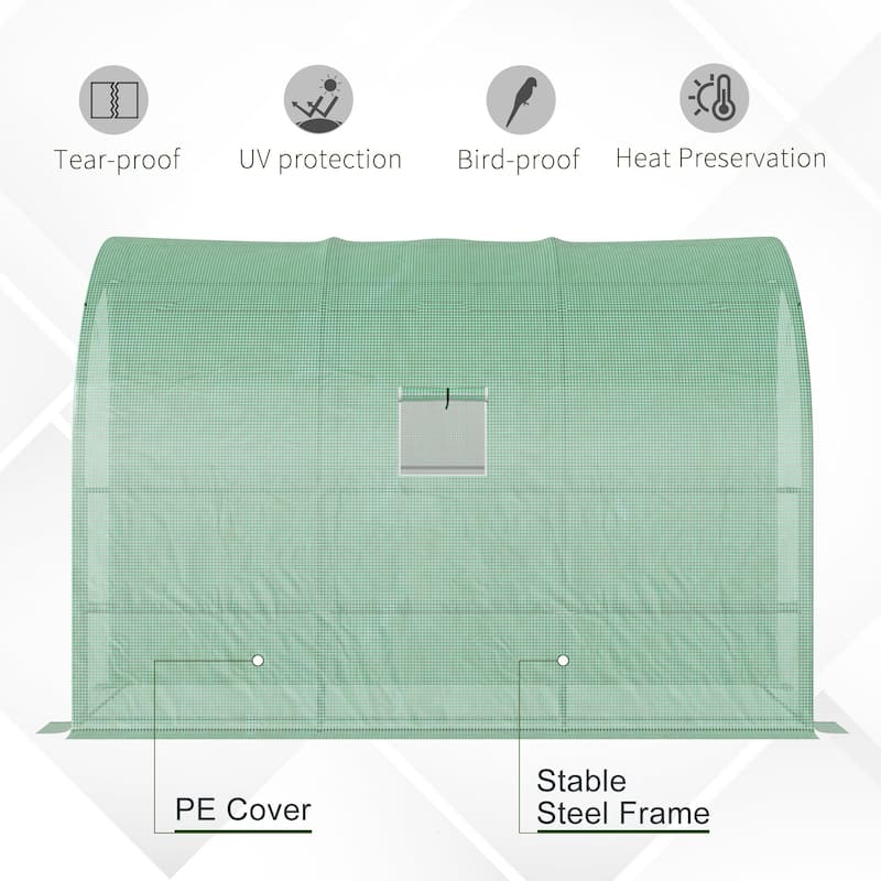 Outsunny 10' x 5' x 7' Outdoor Walk-In Greenhouse, Plant Nursery with Zippered Doors, PE Cover and 3-Tier Shelves