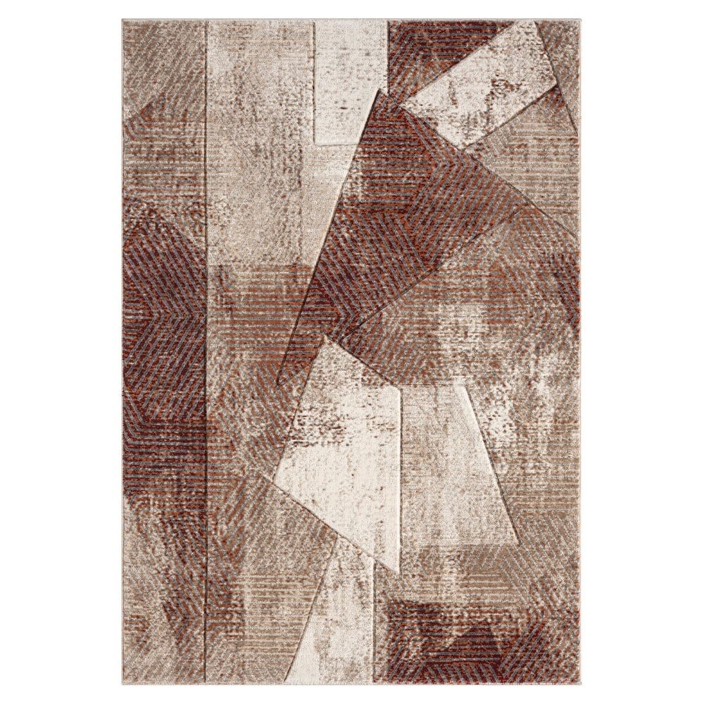 Alexia Collection Geometric Red/Brown Indoor Abstract Area Rug