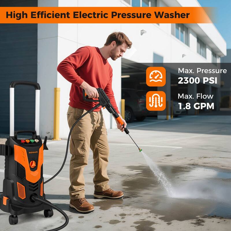 Ironmax Electric Pressure Washer with 4 Nozzles & Soap Bottle Lockable - See Details