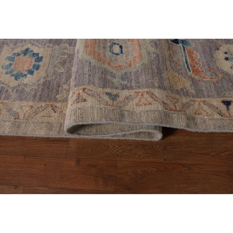 Vegetable Dye Oushak Turkish Rug Hand-Knotted Bedroom Wool Carpet - 9'2"x 12'0"