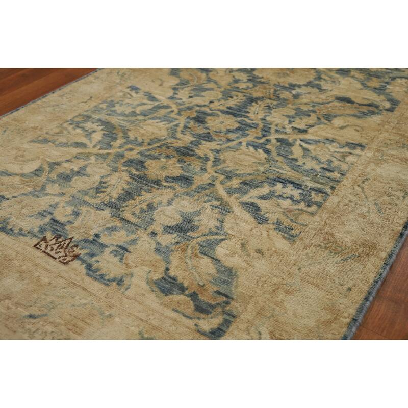 Blue Oushak Turkish Runner Rug Handmade Vegetable Dye Wool Carpet - 3'0"x 10'0" - 3'0"x 10'0" - Blue