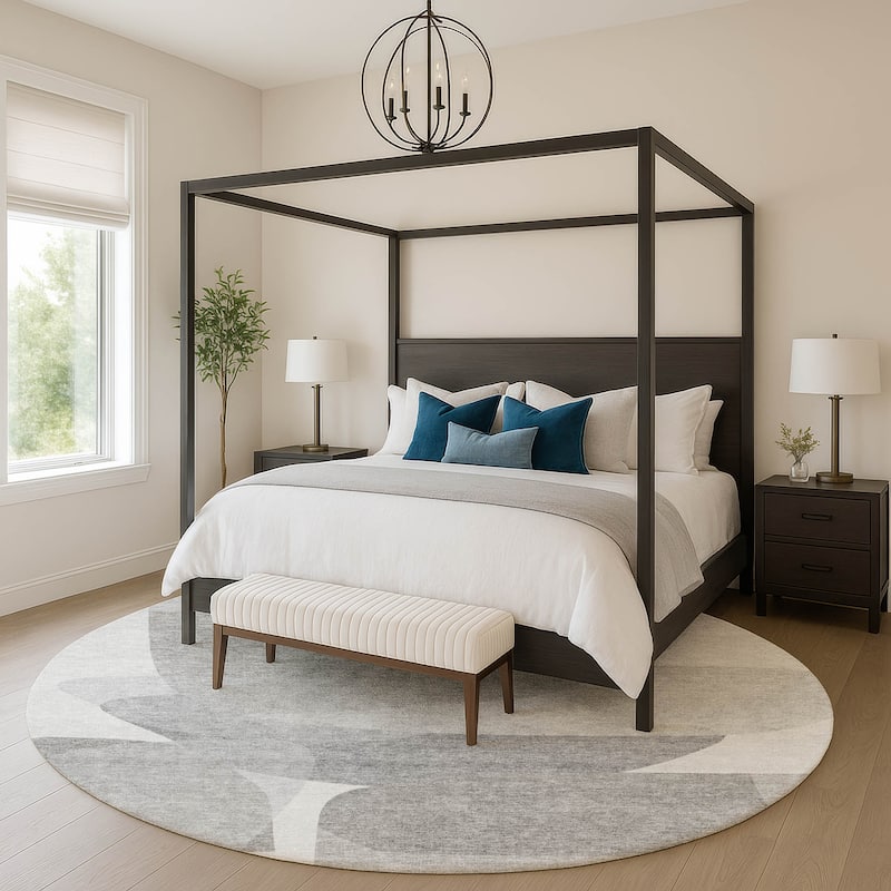 Premium Washable Super Soft Contemproary Retro Mayfield Rug - Linen - 8' x 8'