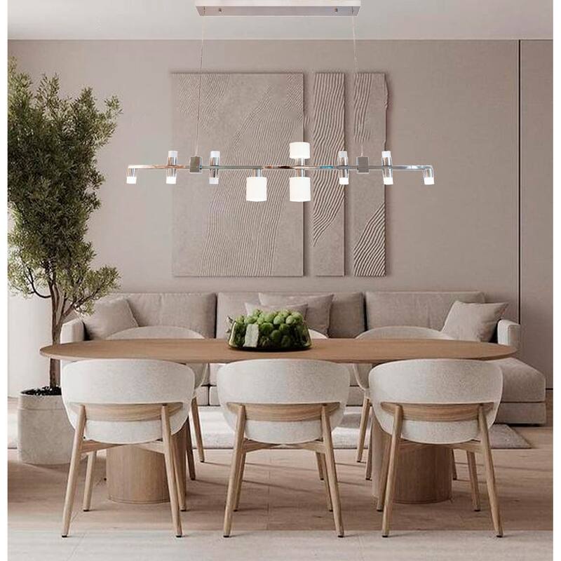 13-Light Chrome LED Chandelier With Glass Shades