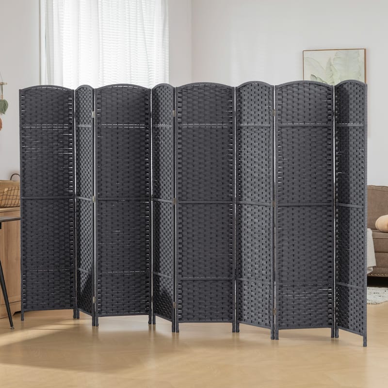 HOMCOM Room Divider, 8 Panel Folding Privacy Screen, 5.6' Tall Freestanding Wall Partition - Grey