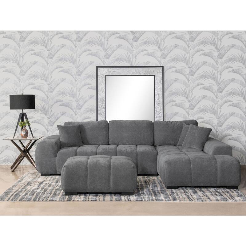 Plather Upholstered Sectional Chaise Sofa