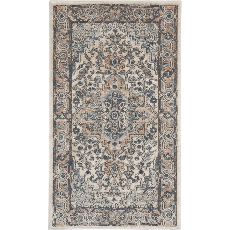 Nourison Concerto Classic Persian Medallion Area Rug. - 2'2" x 3'9" - Ivory/Gray