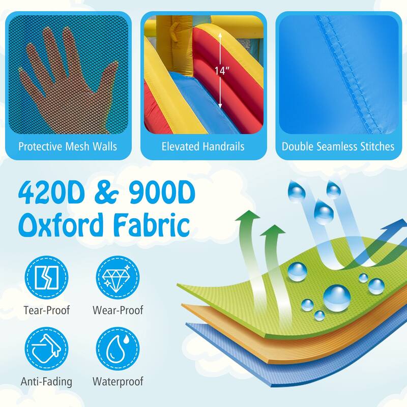 Gymax Inflatable Water Park w/Ocean Balls Climbing Wall Ball Pit Toss - Multicolor