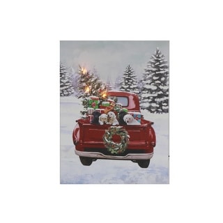 Led Canvas Wall Art Red Truck