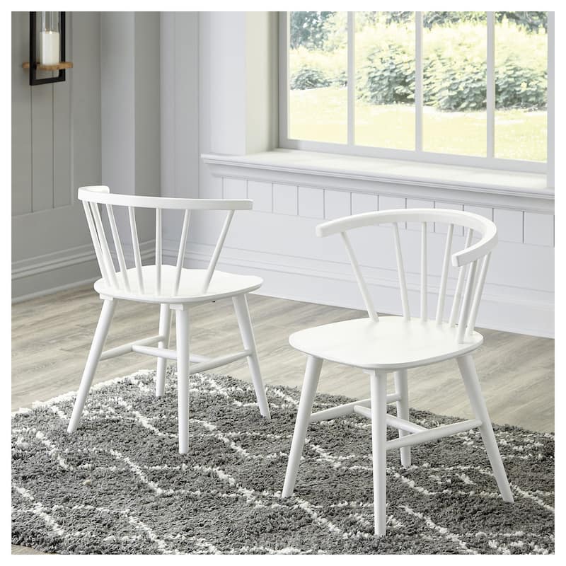 Signature Design by Ashley Grannen White Solid Wood Dining Chairs (Set of 2) - 22"W x 21"D x 30"H - 22"W x 21"D x 30"H - Set of 2 - White - Dining Height