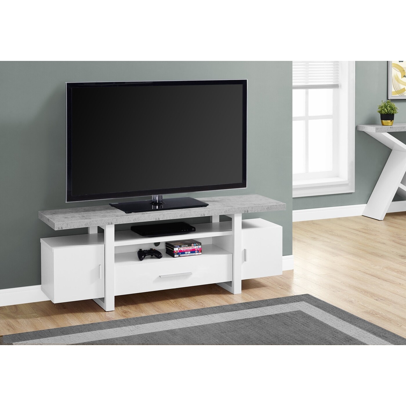 Monarch 2725 White Cement Look Top 60nch Tv Stand Overstock 30542121 Shop target for tv stands and entertainment centers in a variety of sizes, shapes and materials. overstock com