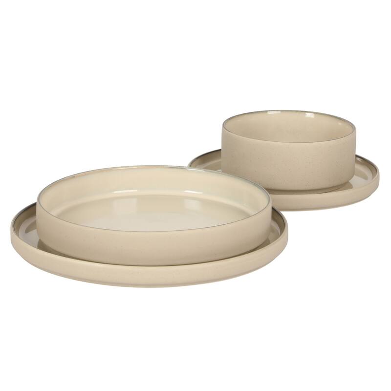 Gibson Elite Liberty Bay 16-Piece Pottery Clay Stoneware Stackable Dinnerware Set - Reactive Glaze, Service for 4