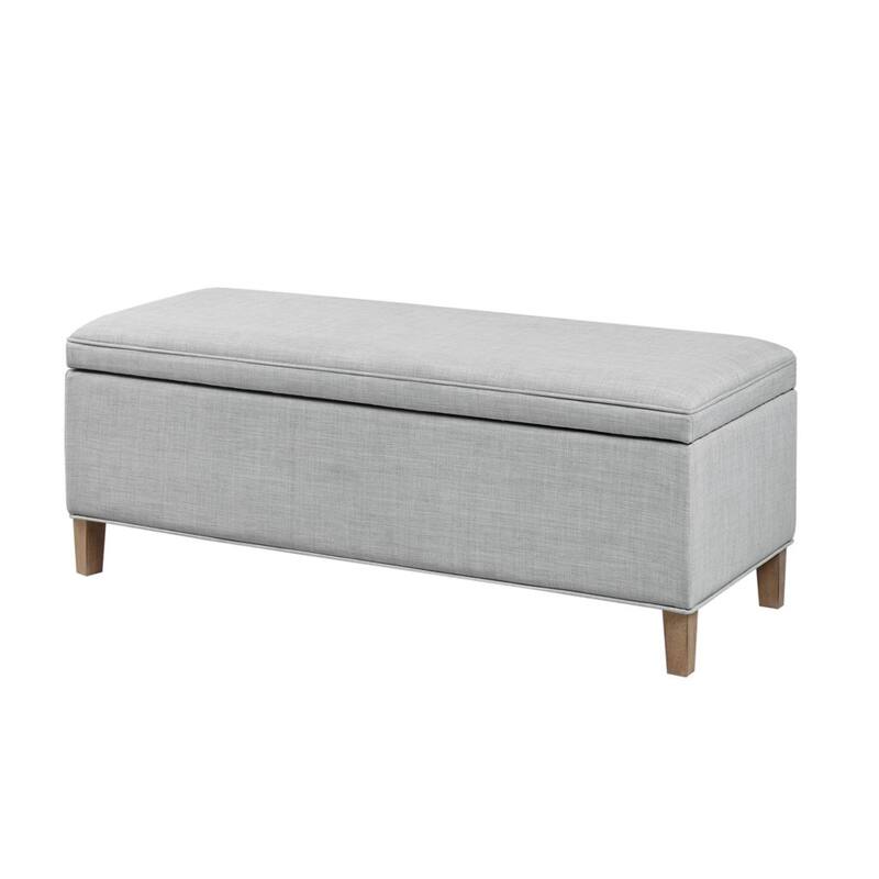 Roomfitters 48-Inch Rectangular Storage Bench, Soft Close Lid and Solid Wood Legs in Reclaimed Gray, Light Gray