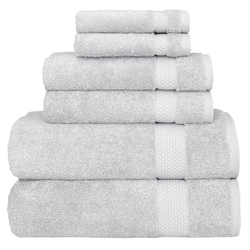 Authentic Hotel and Spa 100% Aeagean Long Staple Turkish Cotton STARLIGHT Terry 6 Piece Towel Set - Glacier Gray
