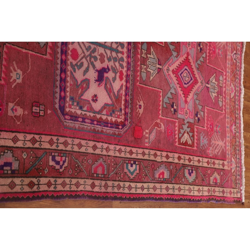 Pink Vintage Ardebil Persian Runner Rug Hand-knotted Wool Carpet - 4'6" x 10'11"