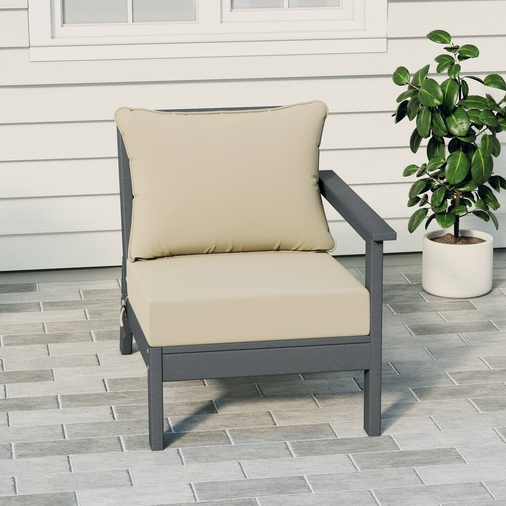 Birchwood All Weather HDPE Outdoor Patio Deep Seating Gray Right Arm Facing Chair With Cushions (1-Piece)