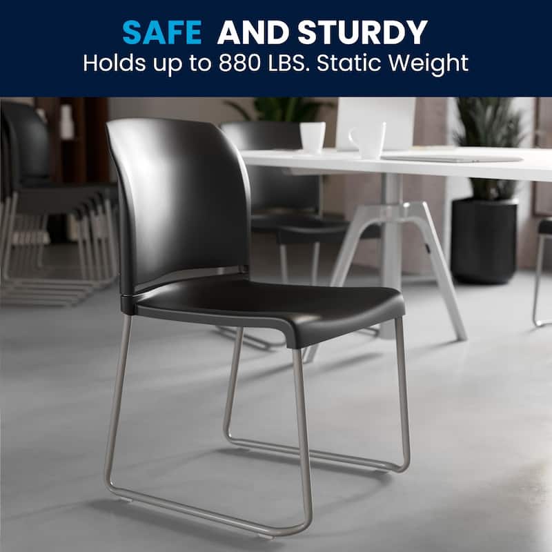 5 Pack 880 lb. Capacity Full Back Contoured Sled Base Stack Chair