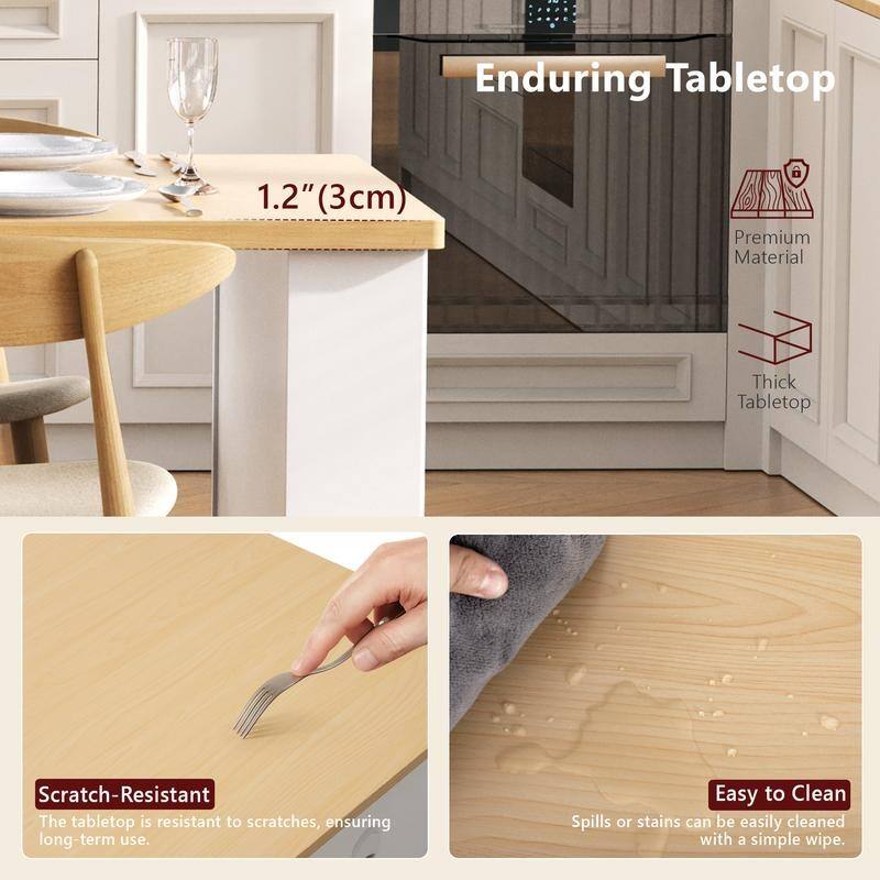 82.6" Fluted Kitchen Island with Extendable Dining Table and Power Outlet for Modern Kitchen Spaces