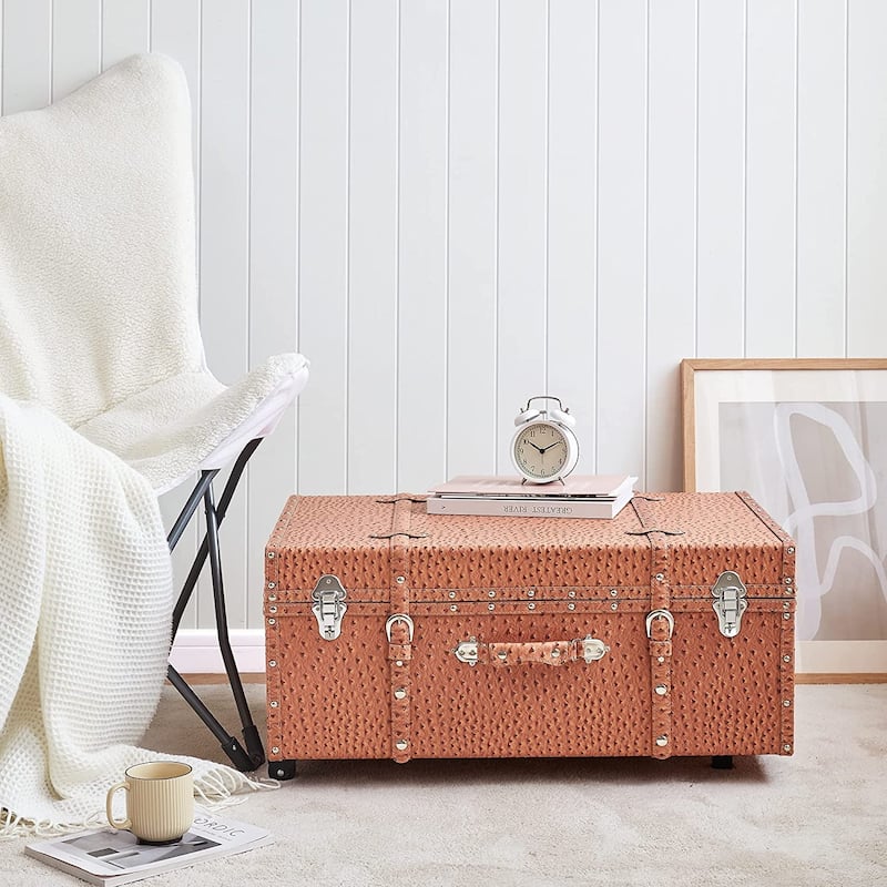 Texture® Brand Trunk - Faux Ostrich by DormCo - 29"L x 20"W x 14"H - Rustic Orange