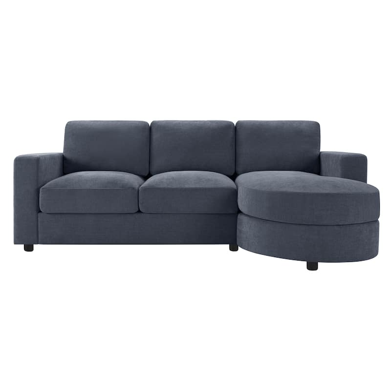 L-Shape Sectional Sofa with Curved Chaise Lounge, Chenille Fabric 3 Seater Sofa with USB Ports & Storage Pockets