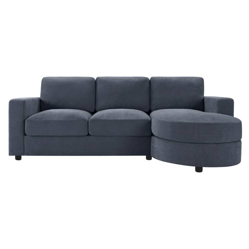 Living Room Chenille L-Shaped Sectional Sofa Set with Curved Chaise Lounge, USB Ports and Side Storage Pockets