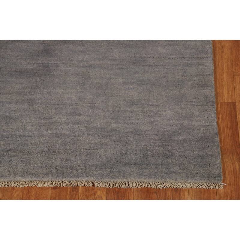 Gray Gabbeh Modern Runner Rug Hand-Knotted Wool Carpet - 2'9"x 9'9"
