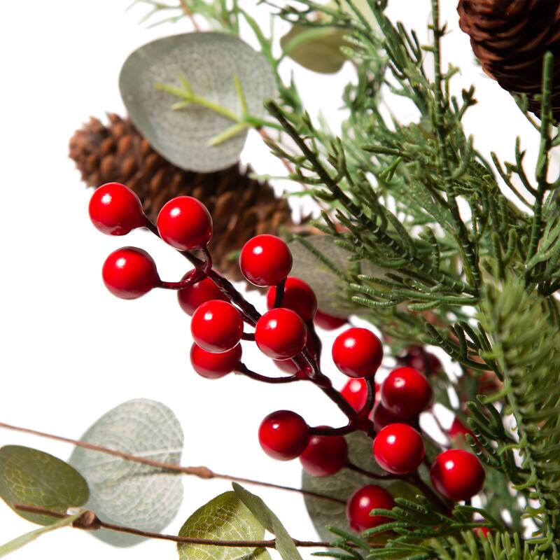 Glitzhome 20"H Christmas Floral Table Tree Decor